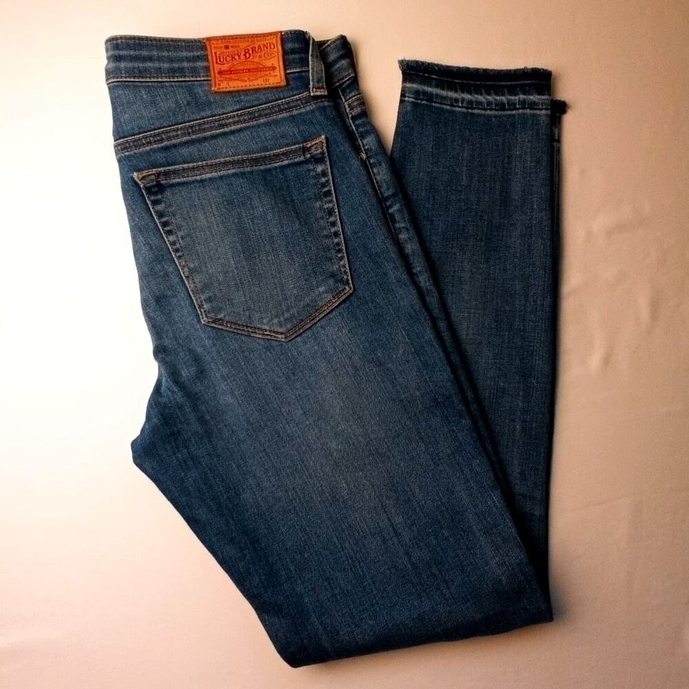Lucky Brand Womens Ava Skinny Raw Hem Ankle Jeans Size 6/28 Medium Blue Stretch
